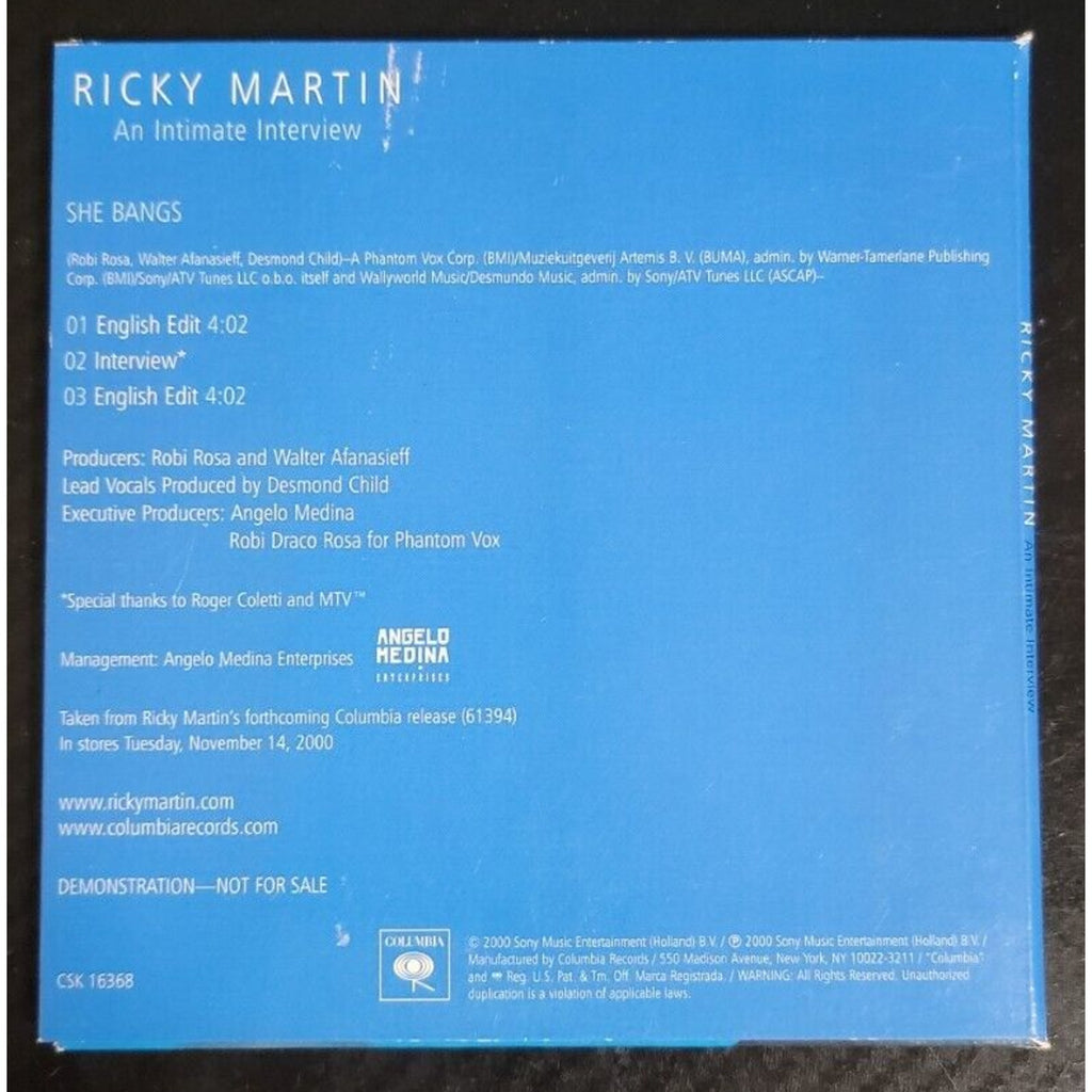 Ricky Martin An Intimate Interview She Bangs Single CD