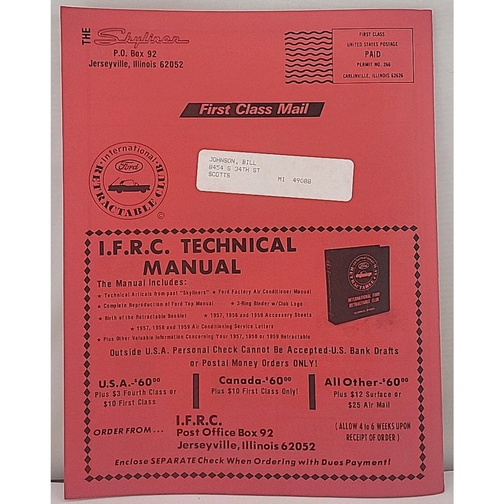 The Skyliner - International Retractable Club - December 1987 Number 91