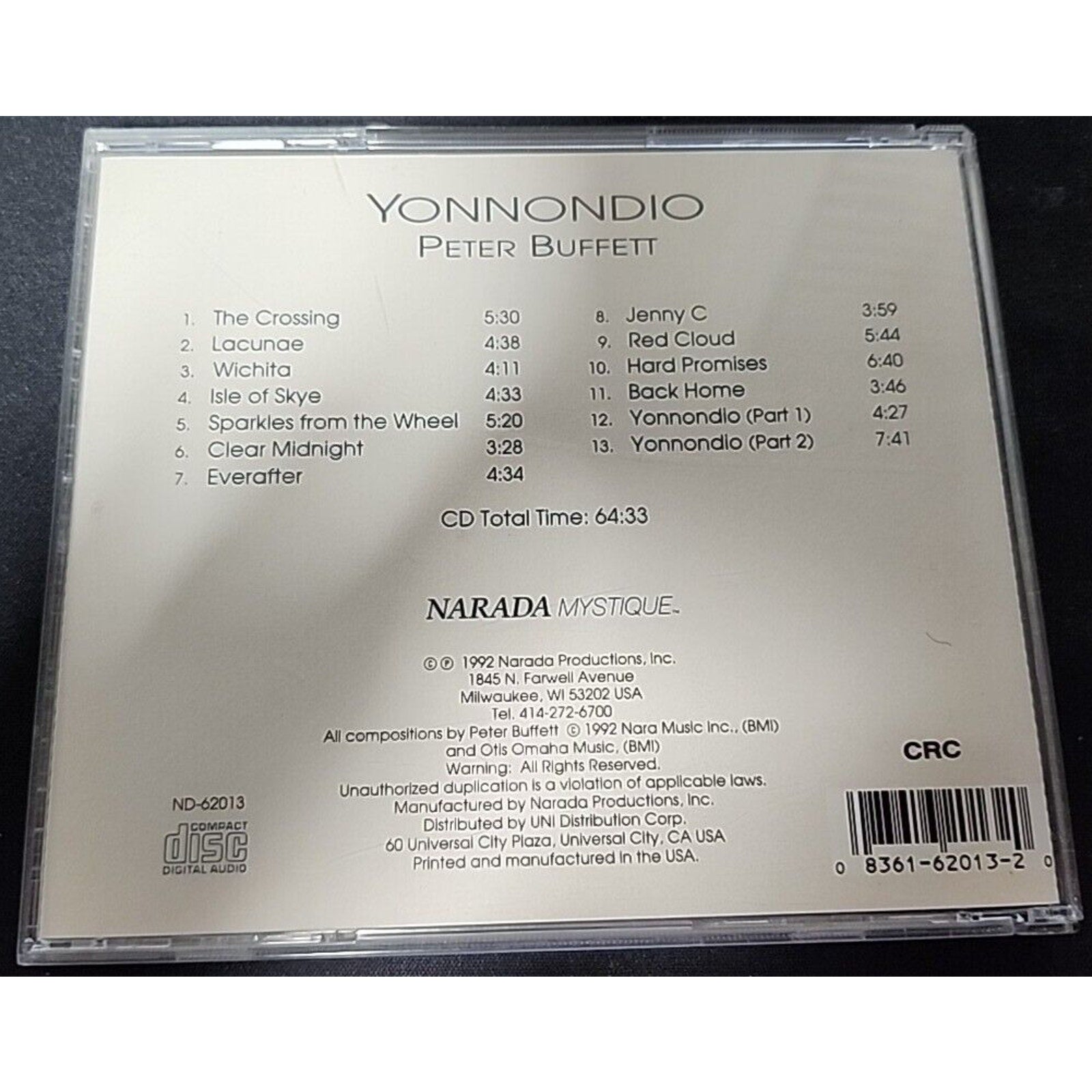 Yonnondio by Peter Buffett (CD, May-1992, Narada)