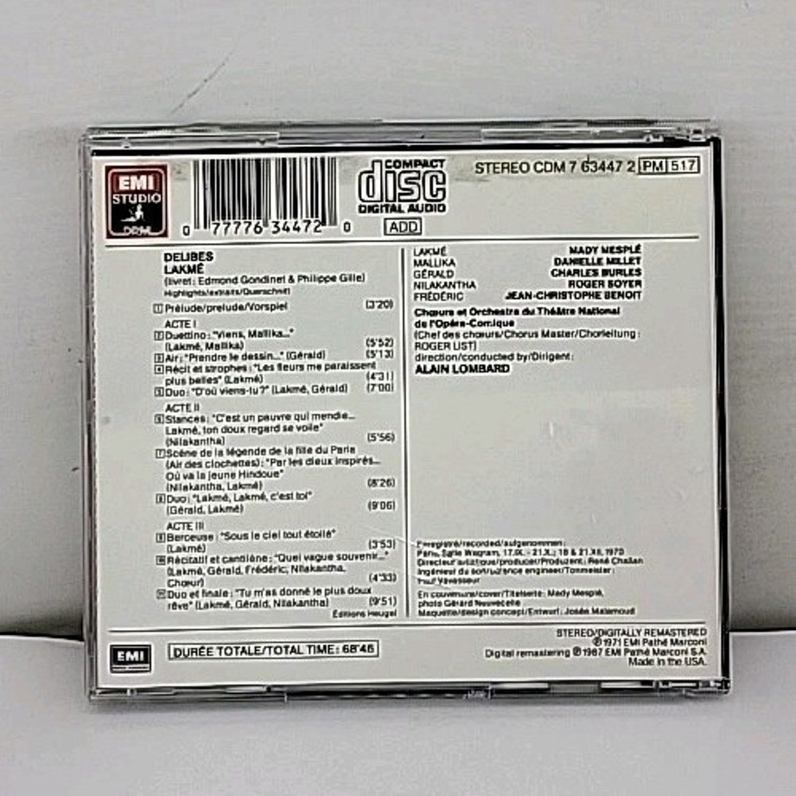 Lakme-Hlts by L. Delibes (CD, 1990)