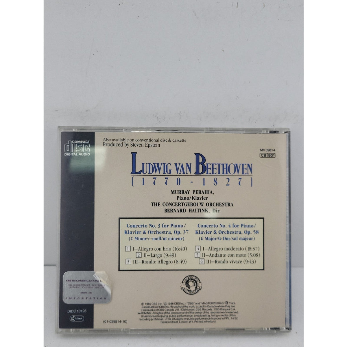 Beethoven Piano Concertos Nos. 3 & 4 CD