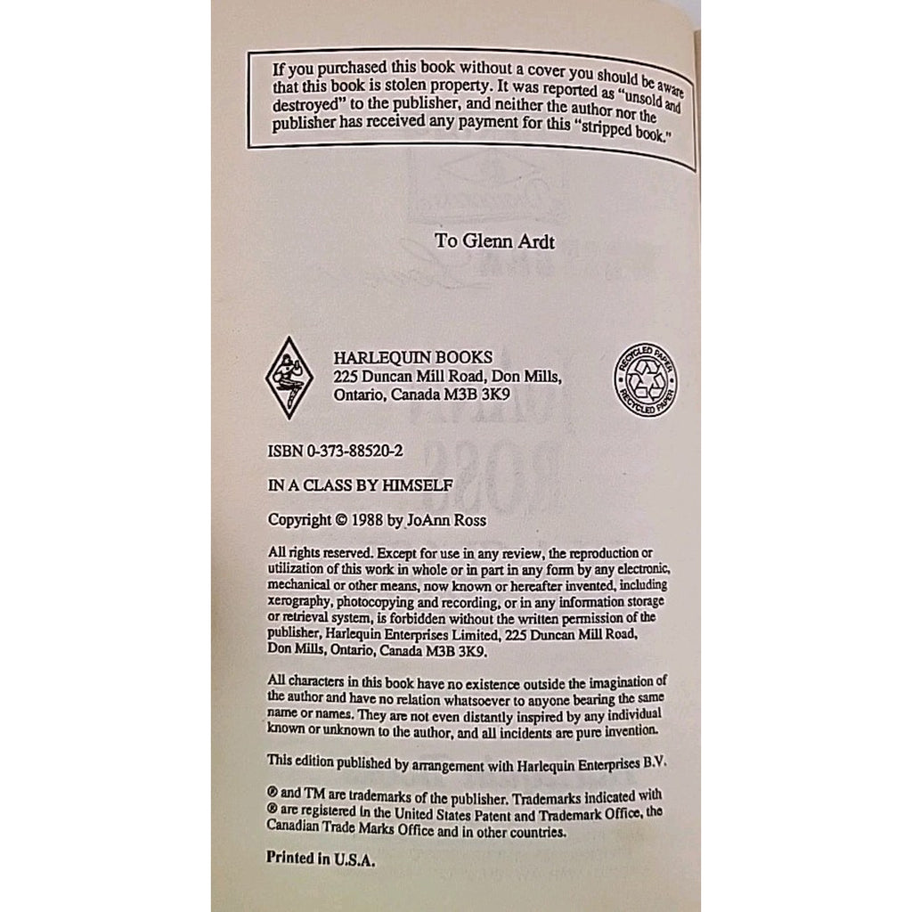 In a Class by Himself by Joann Ross (1995, Mass Market)