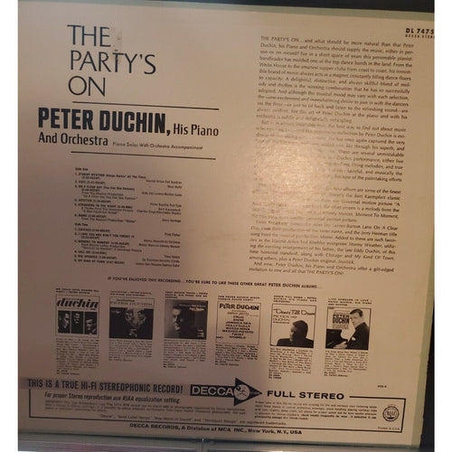 33 RPM Vinyl Peter Duchin His Piano and Orchestra Decca Records 050114ame