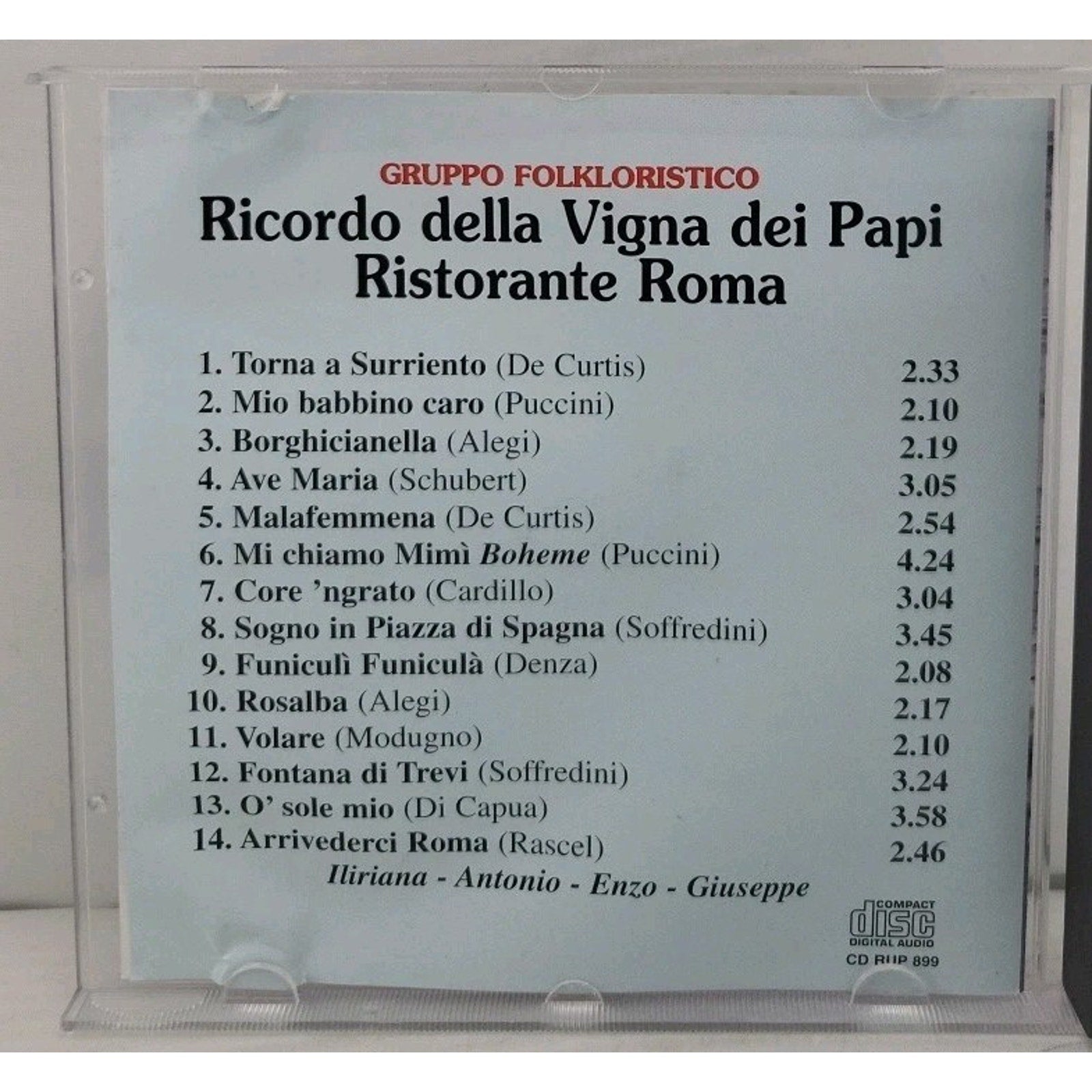 Gruppo Folkloristico Ricordo Della Vigna Dei Papi Ristorante Roma (CD 1999)