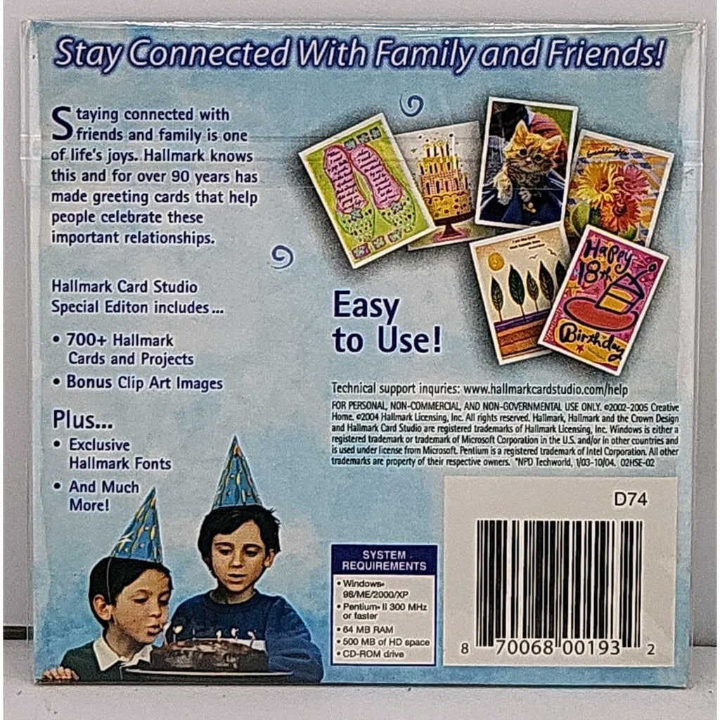 HALLMARK - Card Studio - Special Edition - Windows 98/ME/2000/XP CD-ROM *NEW*