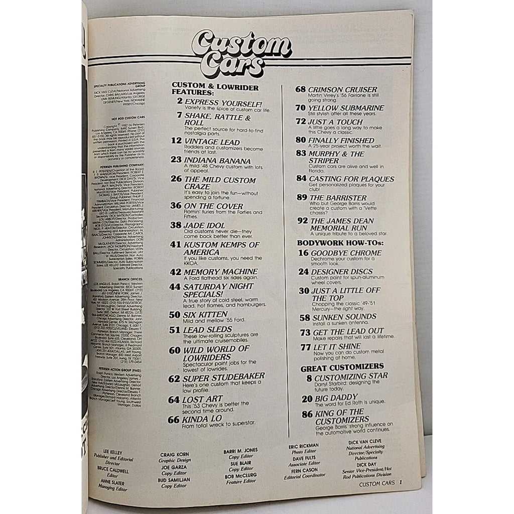 Hot Rod Magazine Custom Cars 1982
