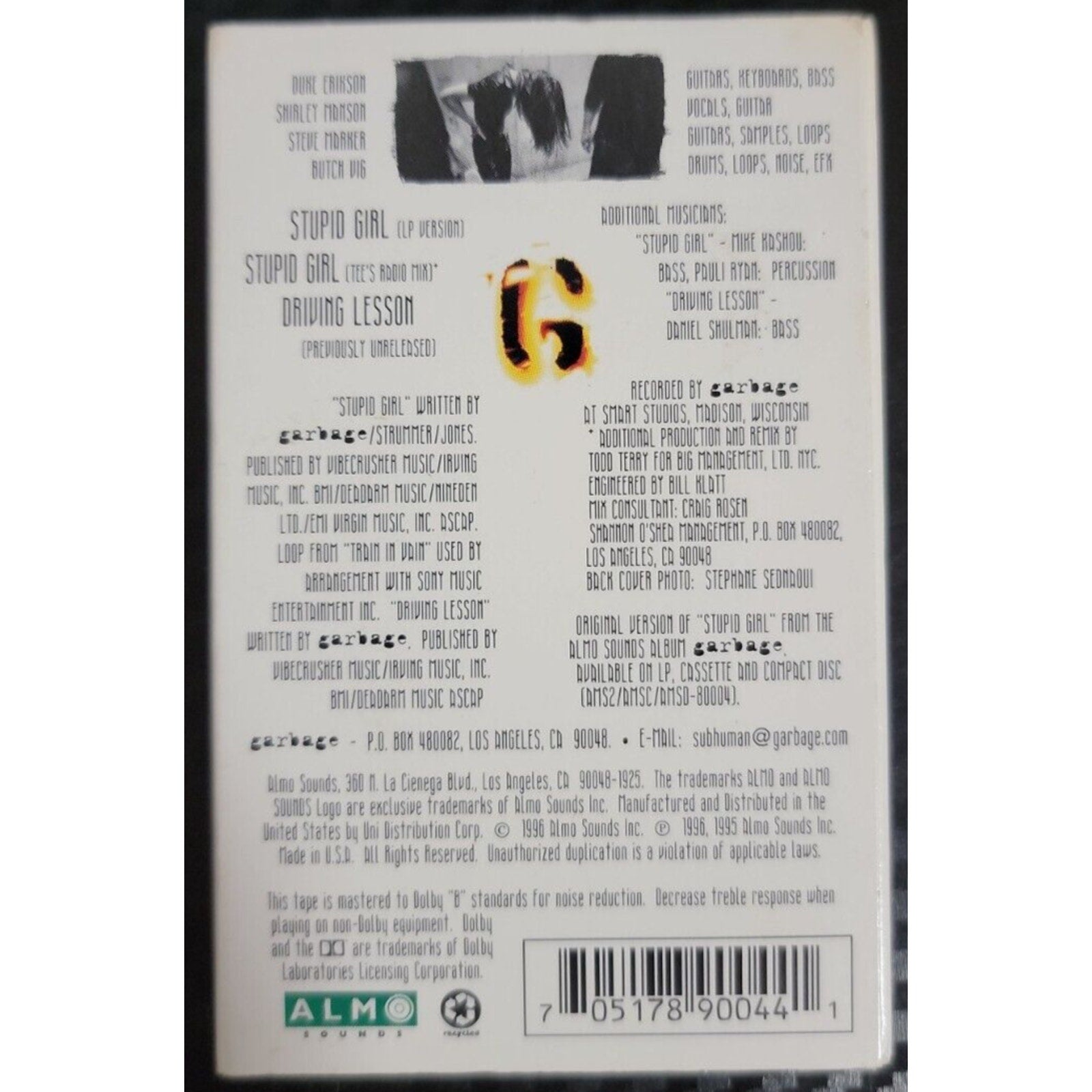 Stupid Girl [UK 12"] [EP] by Garbage (Cassette, Jul-1996, Almo Sounds)