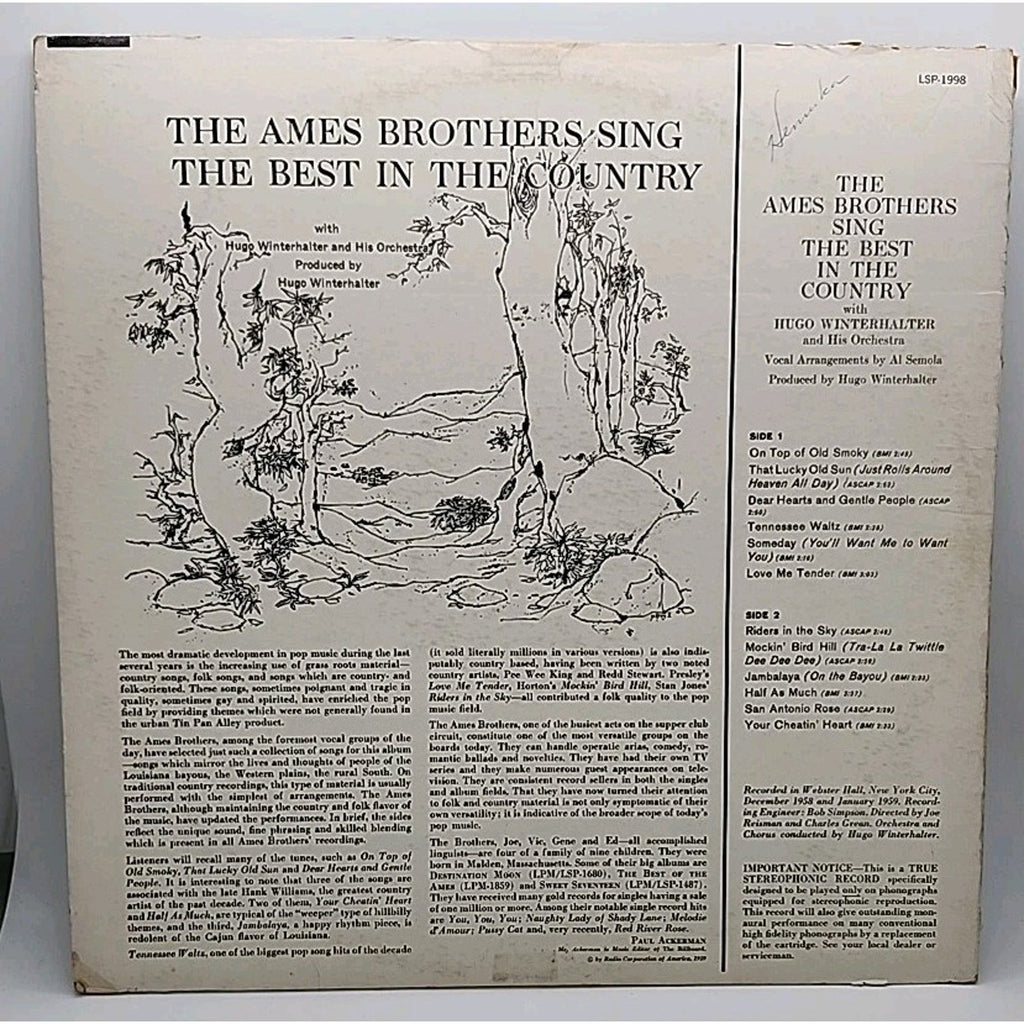 The Ames Brothers Sing The Best In The Country (Record)