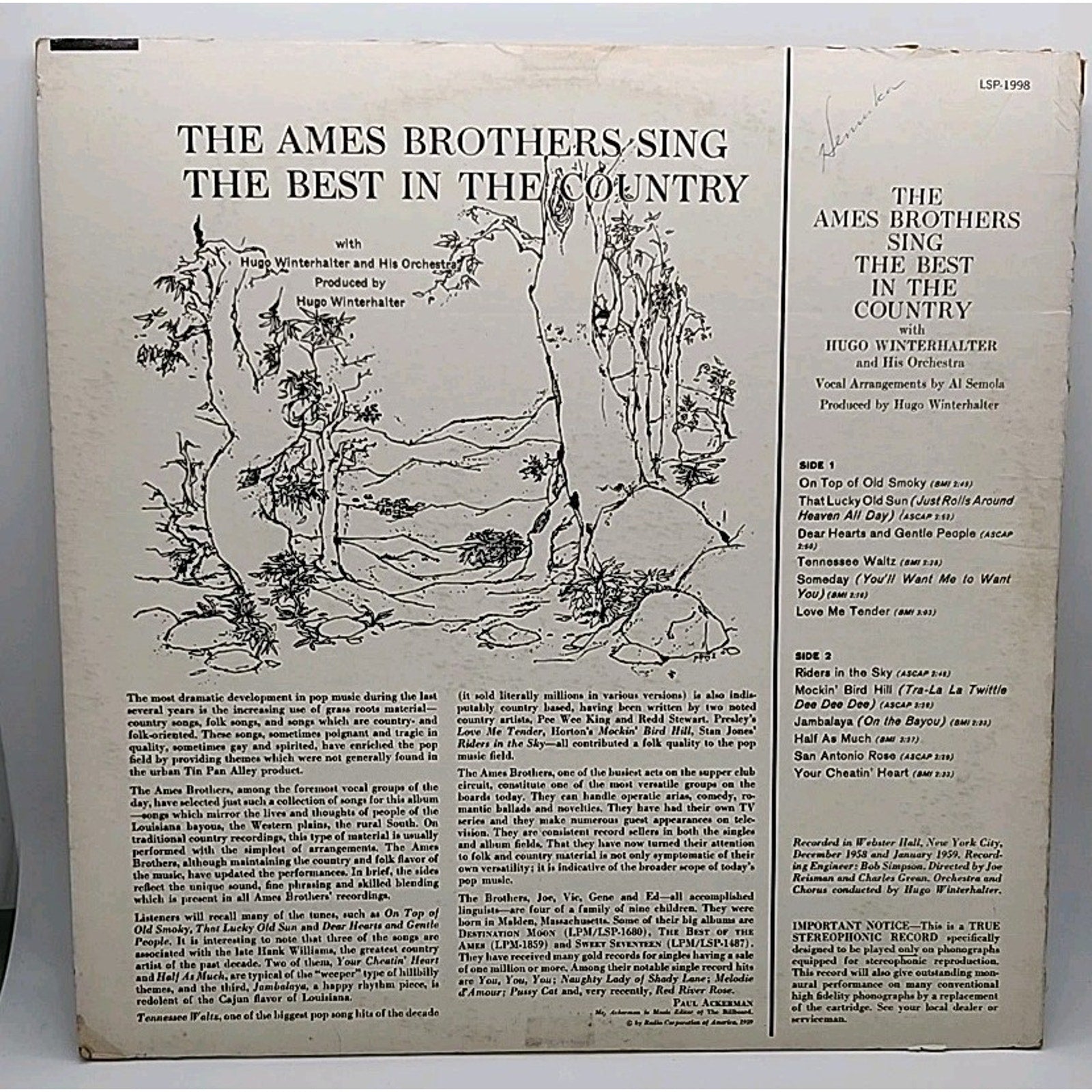 The Ames Brothers Sing The Best In The Country (Record)