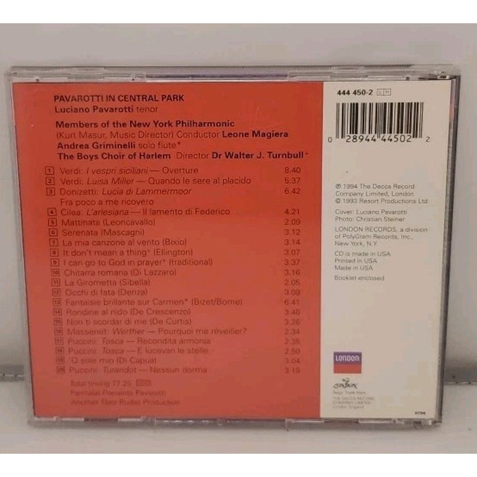 In Central Park by Luciano Pavarotti (CD, 1995)