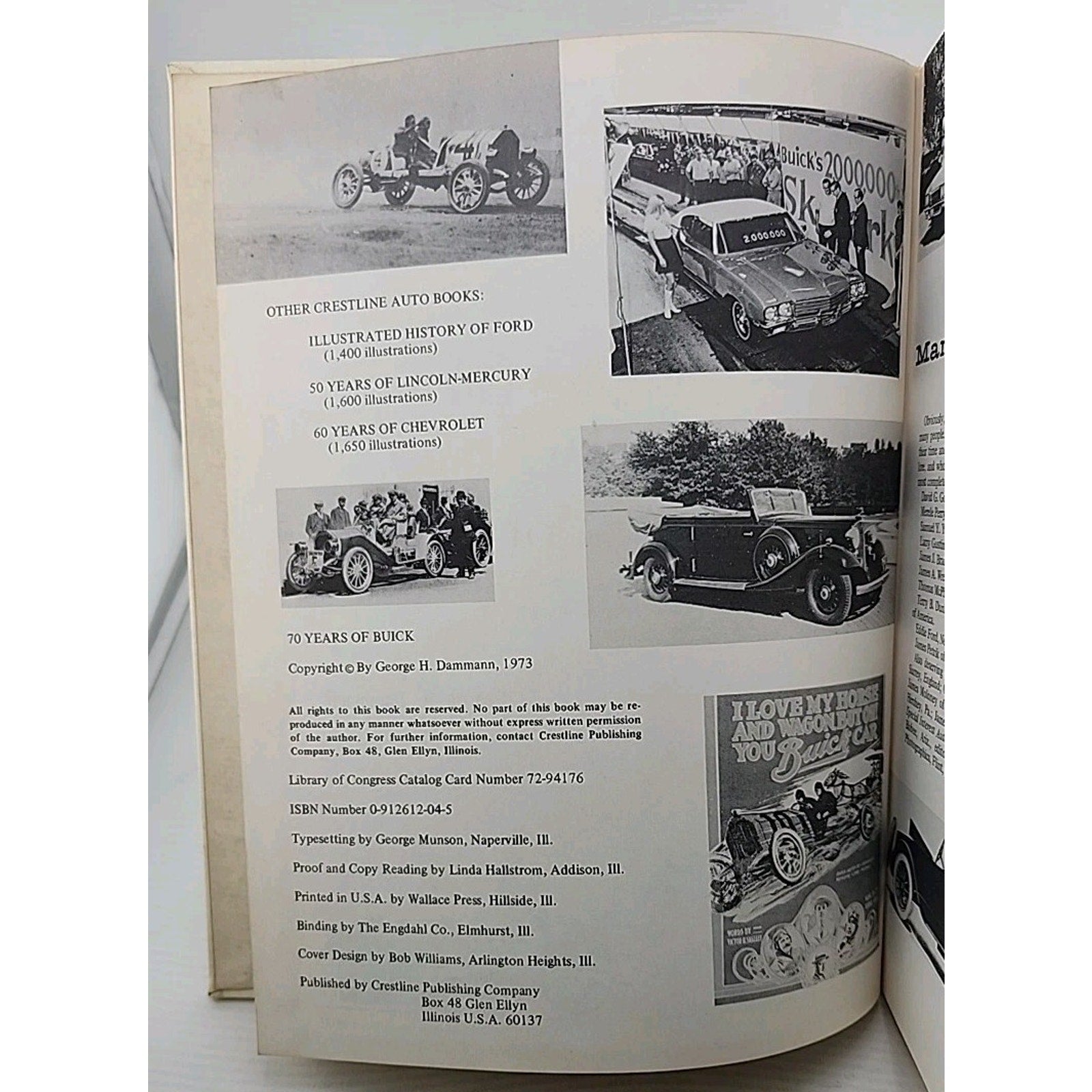 Seventy Years of Buick (Crestline Series) by Dammann, George H. 1973 Edition