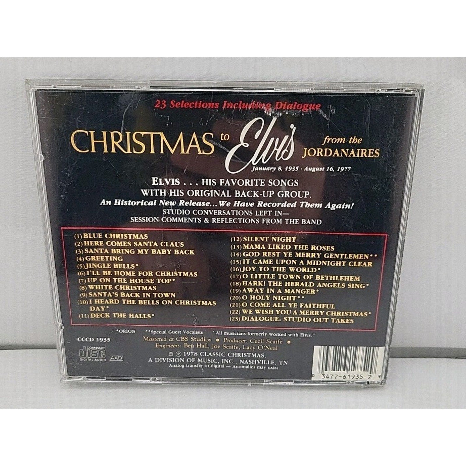 The Jordanaires ‎- Christmas To Elvis (CD, 1978, Classic Christmas)