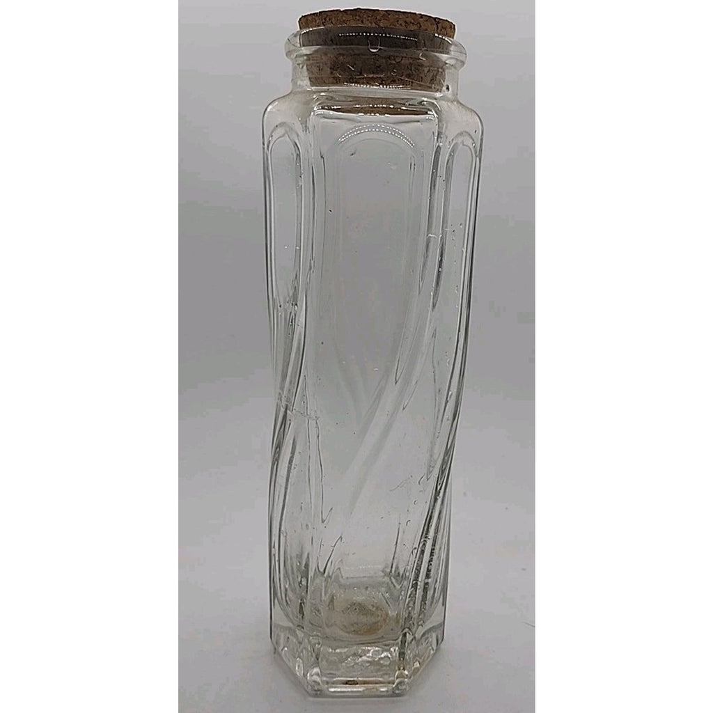 9" Swirl Design Glass Container With Cork