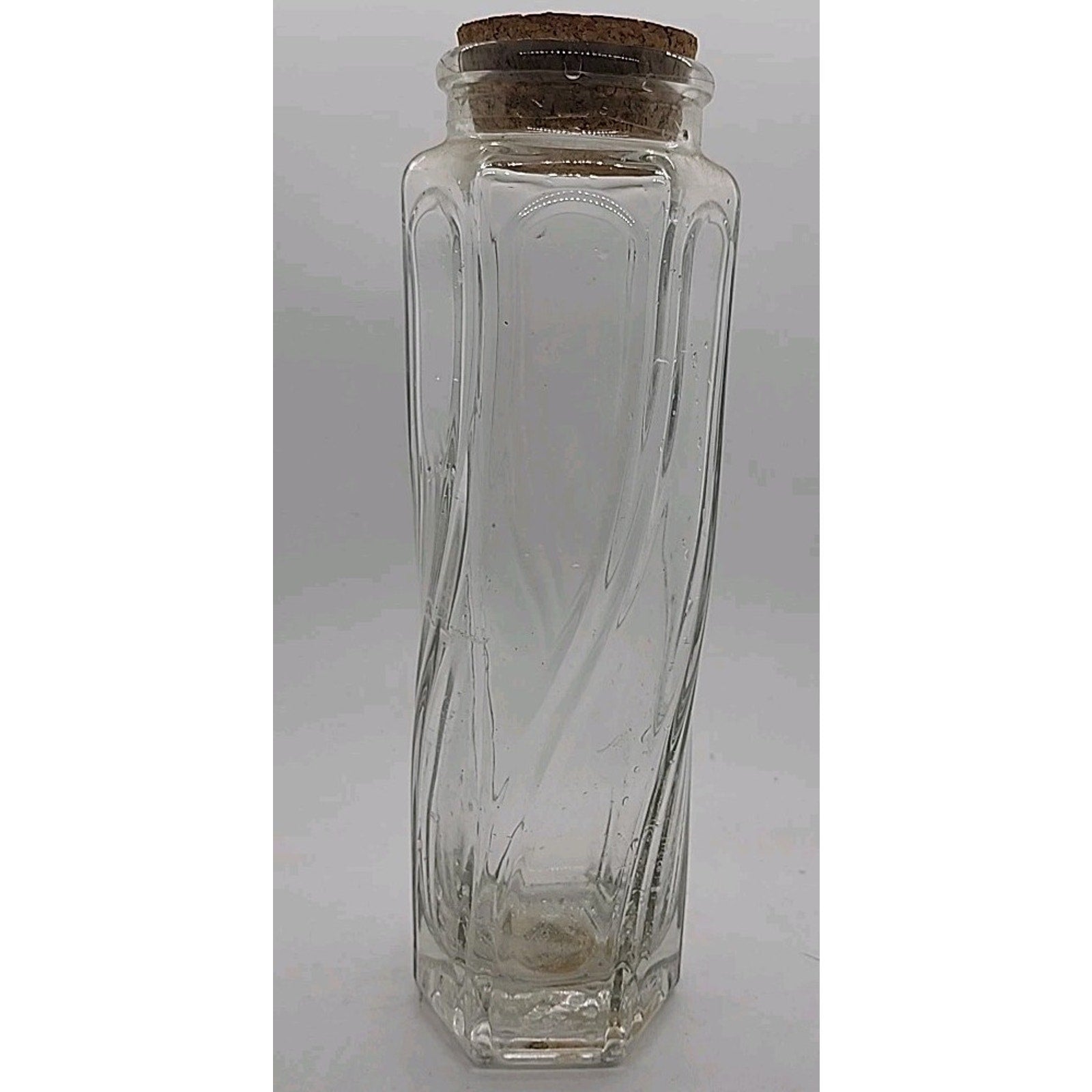 9" Swirl Design Glass Container With Cork