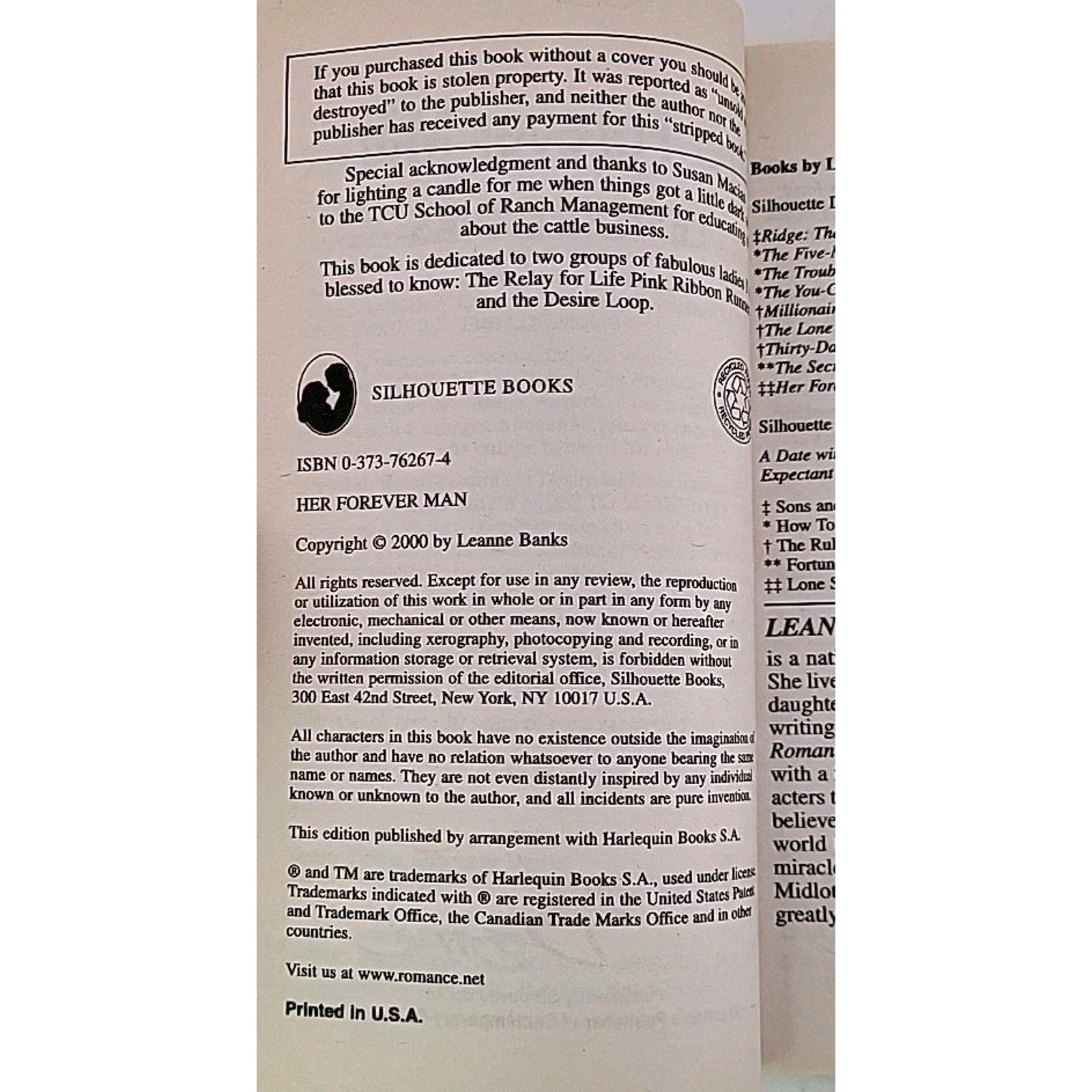 Her Forever Man by Leanne Banks (1999, Mass Market)