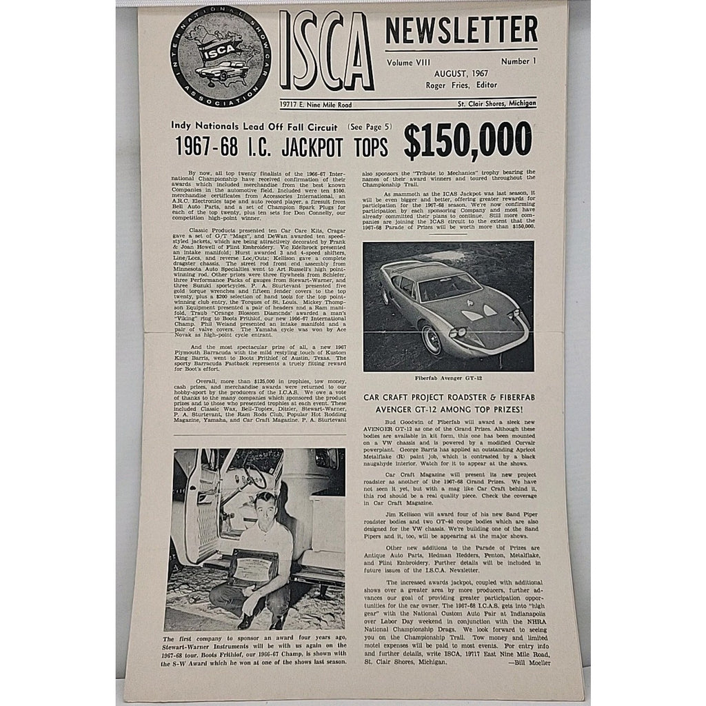 ISCA Newsletter August 1967 Volume VIII Number 1