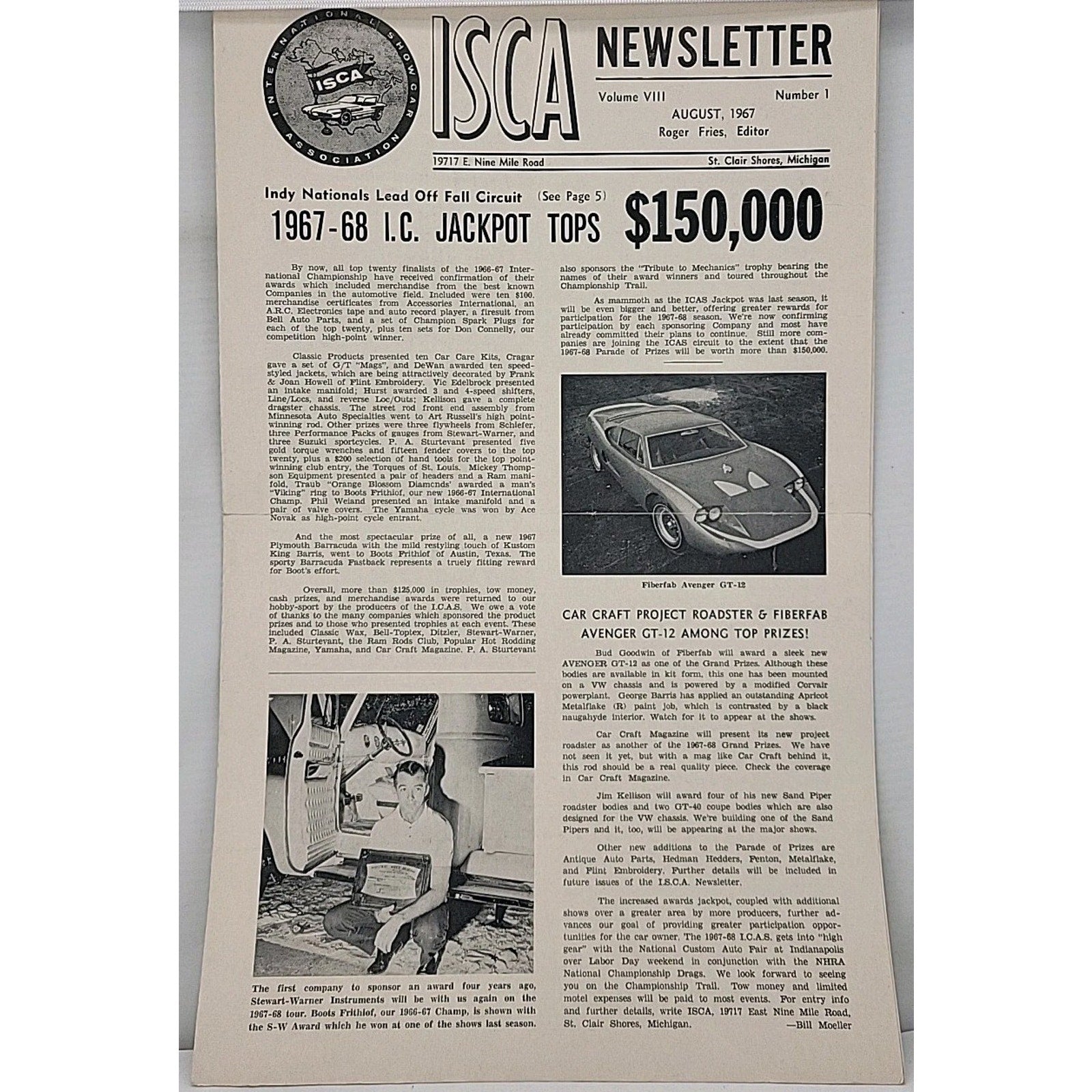 ISCA Newsletter August 1967 Volume VIII Number 1