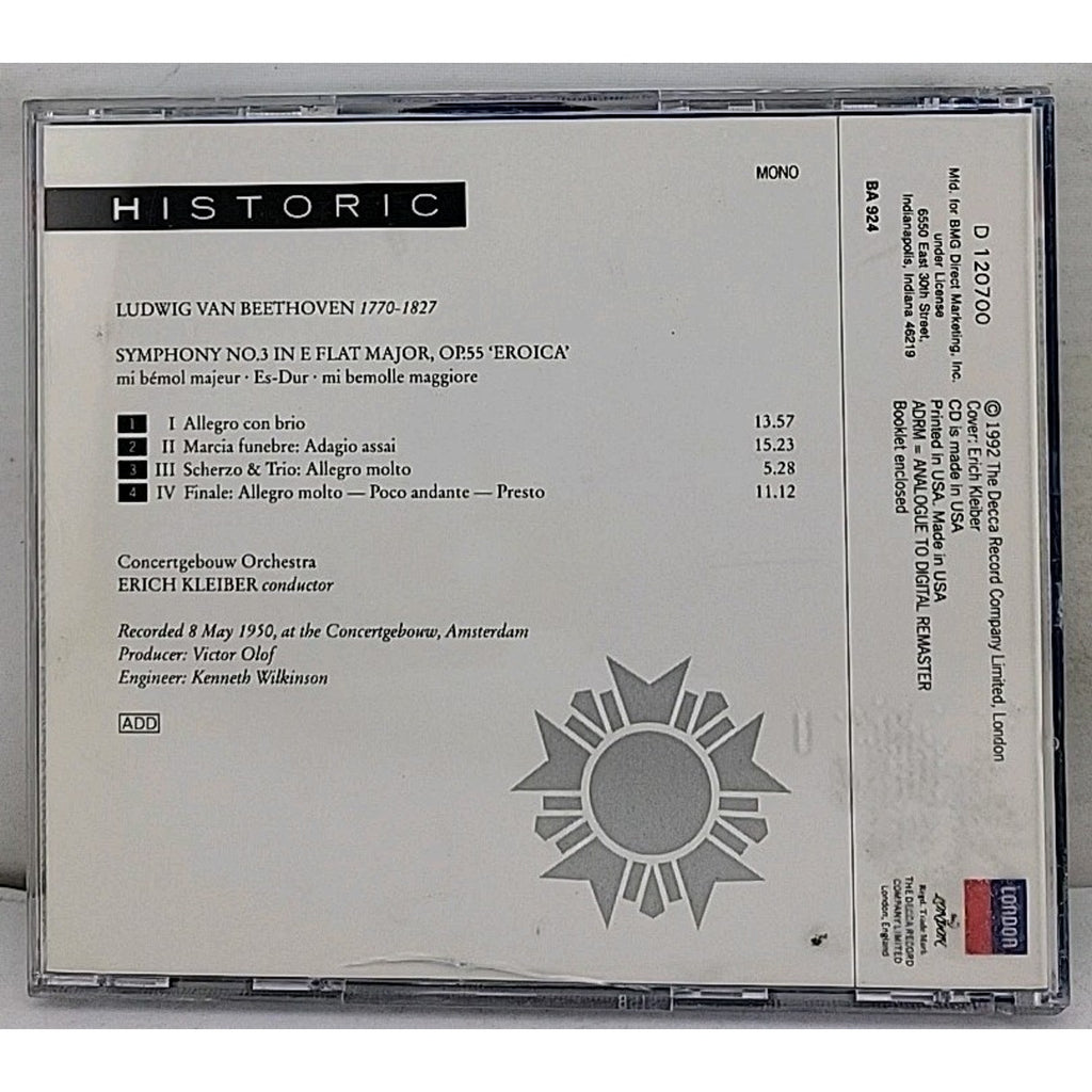 Erich Kleiber - Beethoven Symphony No. 3 - CD