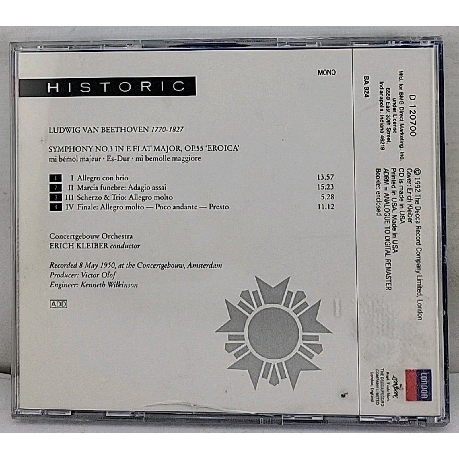 Erich Kleiber - Beethoven Symphony No. 3 - CD
