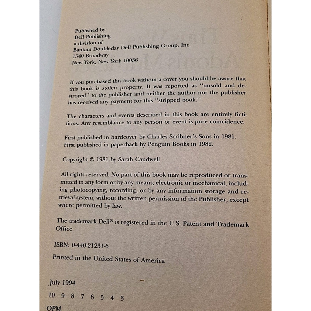 Thus Was Adonis Murdered by Sarah Caudwell (1994, Mass Market)