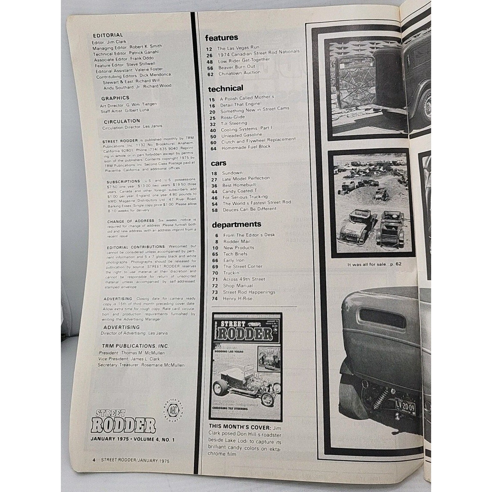 Street Rodder Magazine January 1975 Volume 4 No. 1