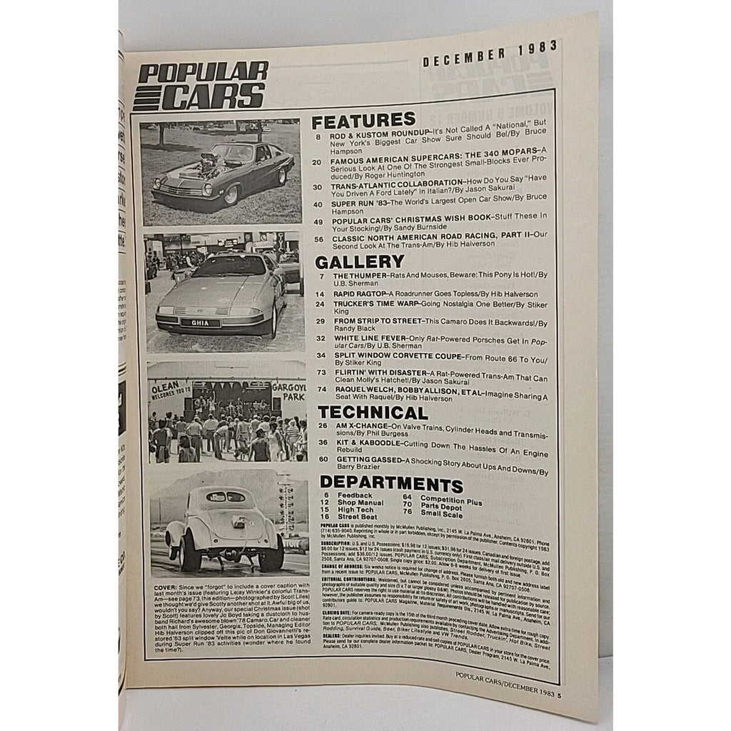 Popular Cars Magazine December 1983 Vol. 5 No. 12