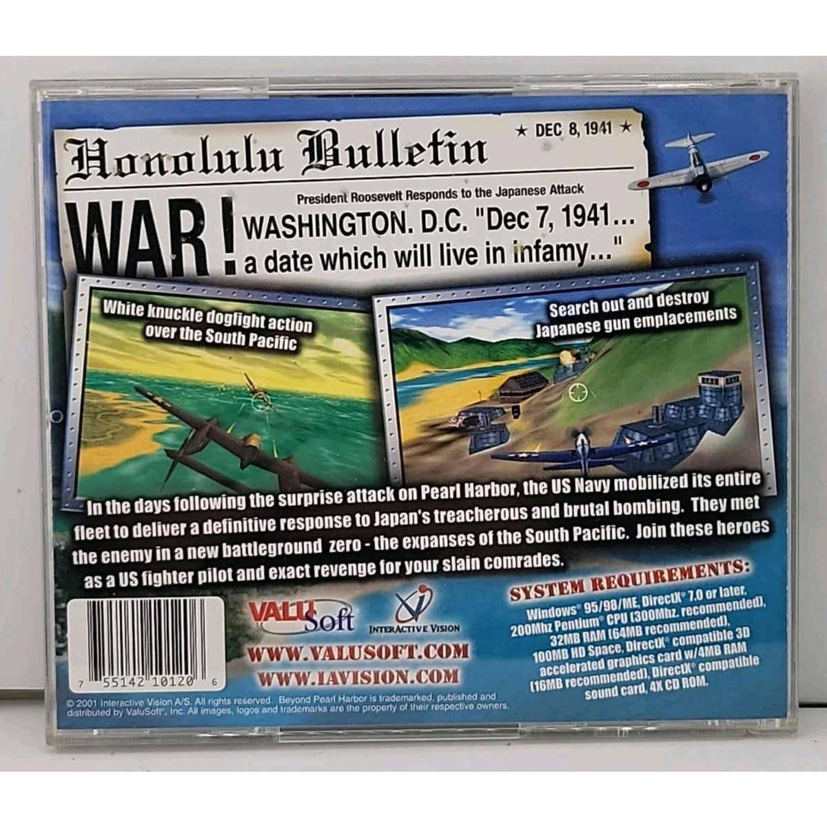 BEYOND PEARL HARBOR Pacific Warriors WW2 PC 2001 Combat Flight SIM Windows 95/98