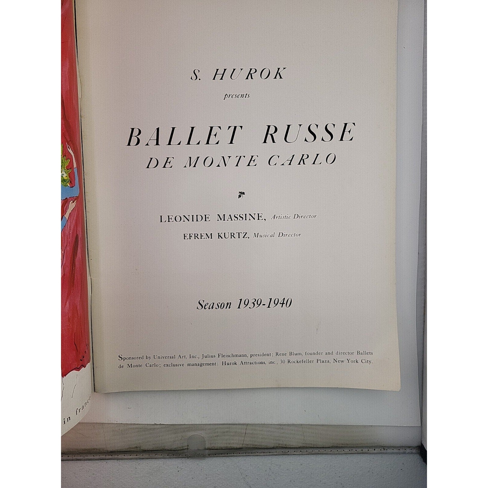 Ballet Russe de Monte Carlo 1939-1940 Season. Souvenir Program. MATISSE COVER