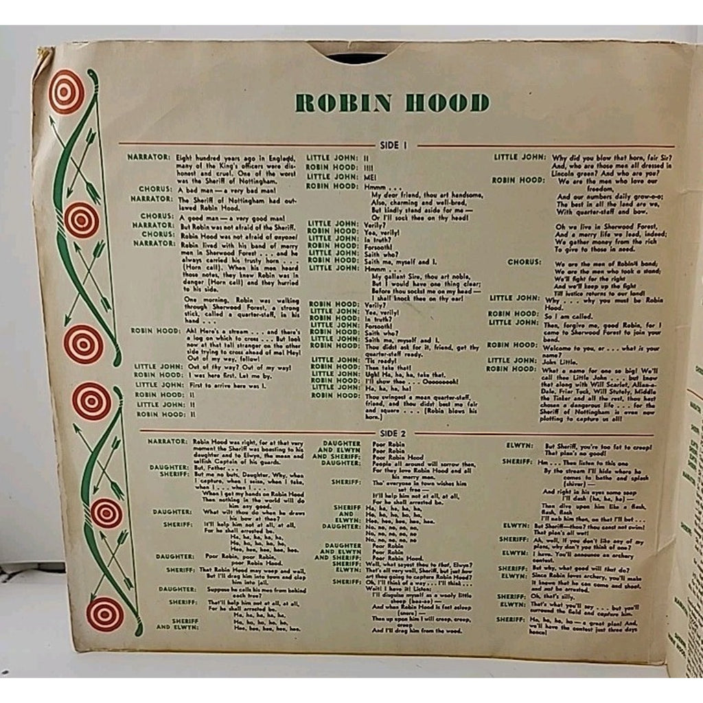 Robin Hood/ 2 Child’s 78 RPM Vinyl Records & Picture Sleeve / CRG 1010/11