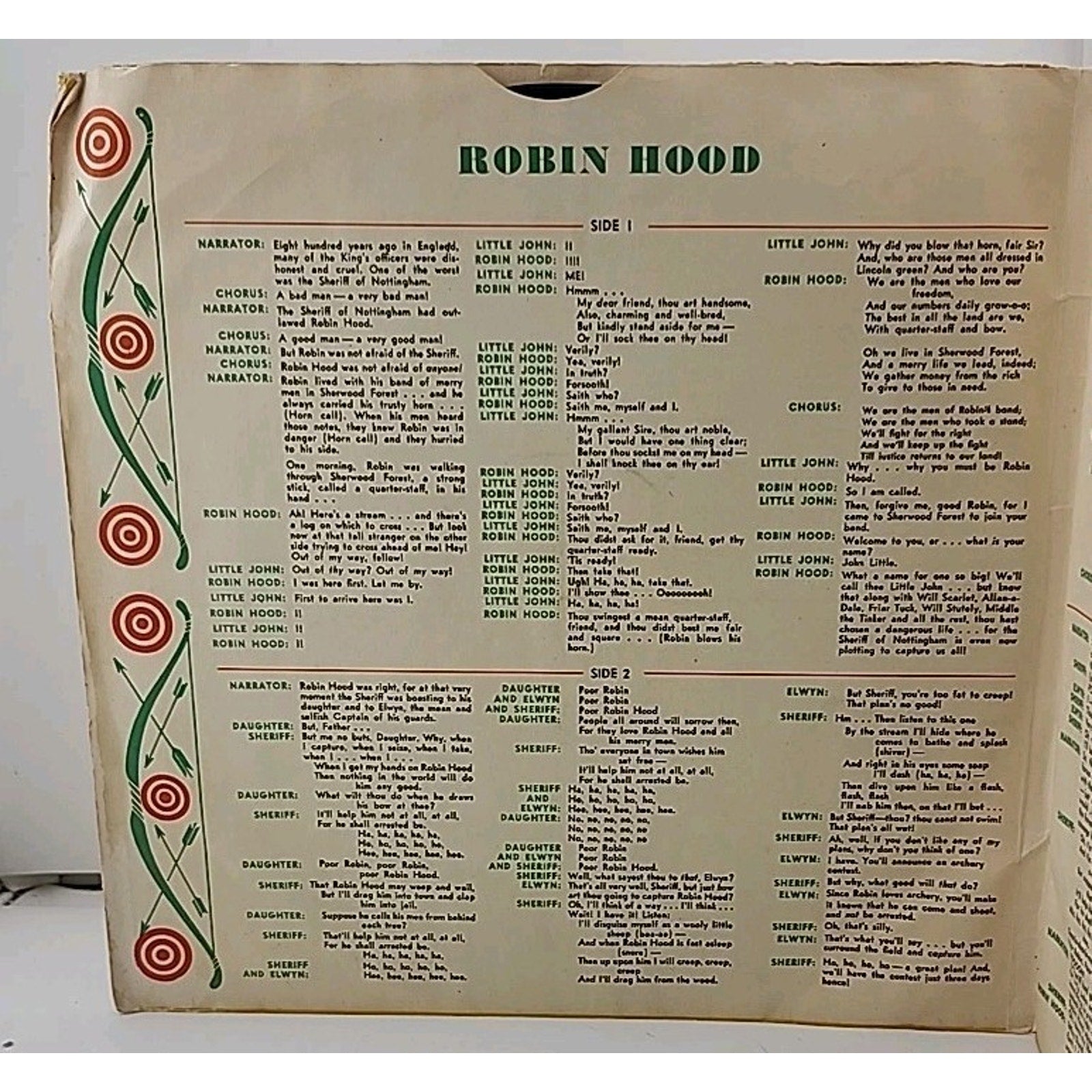 Robin Hood/ 2 Child’s 78 RPM Vinyl Records & Picture Sleeve / CRG 1010/11