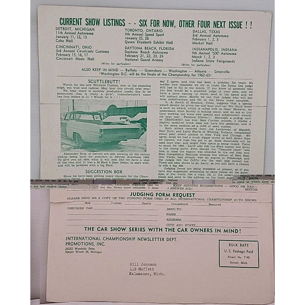 International Championship Newsletter December 1962 Volume 3 Number 5