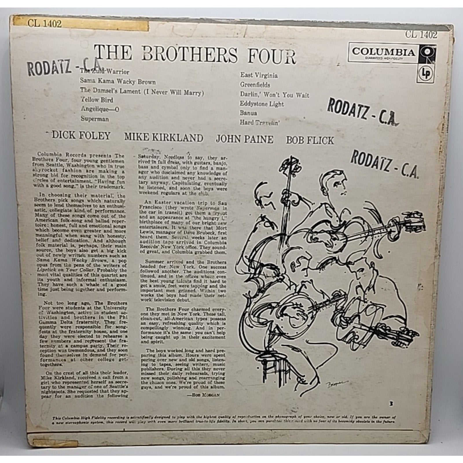 The Brothers Four Self titled 33 RPM - CL1402 (Record)