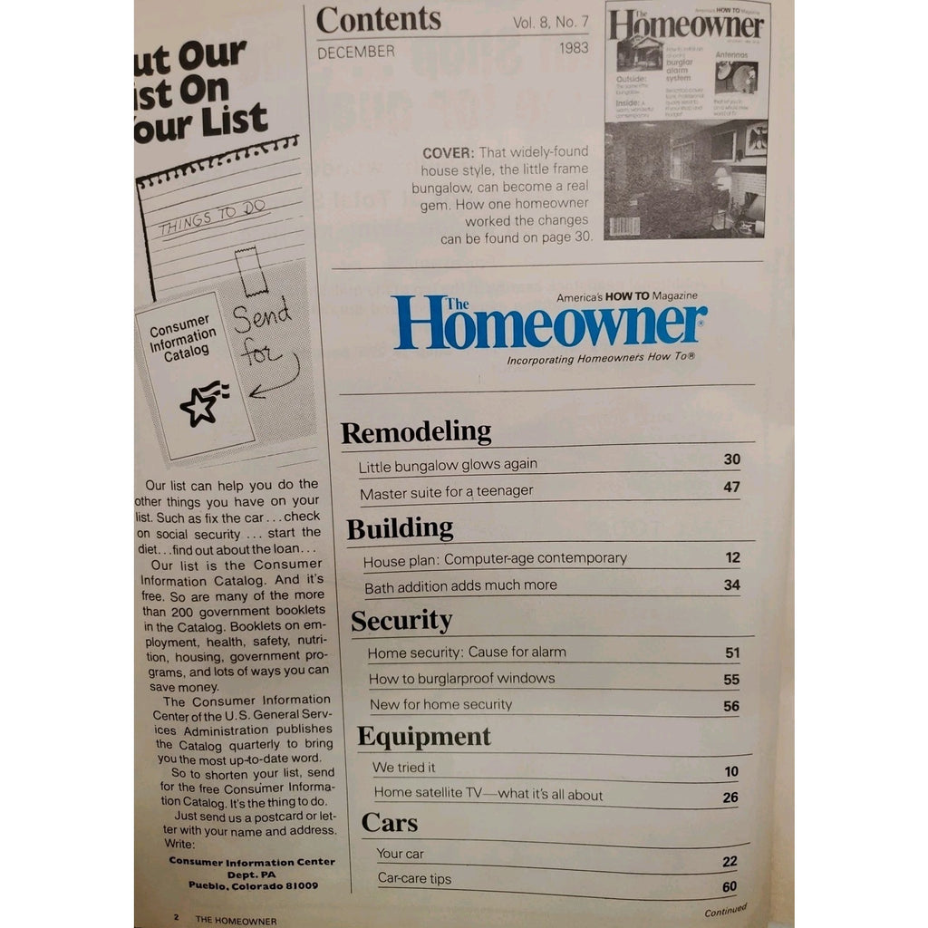 1980s The Homeowner Magazine America's HOW TO Magazine - Dec 1983