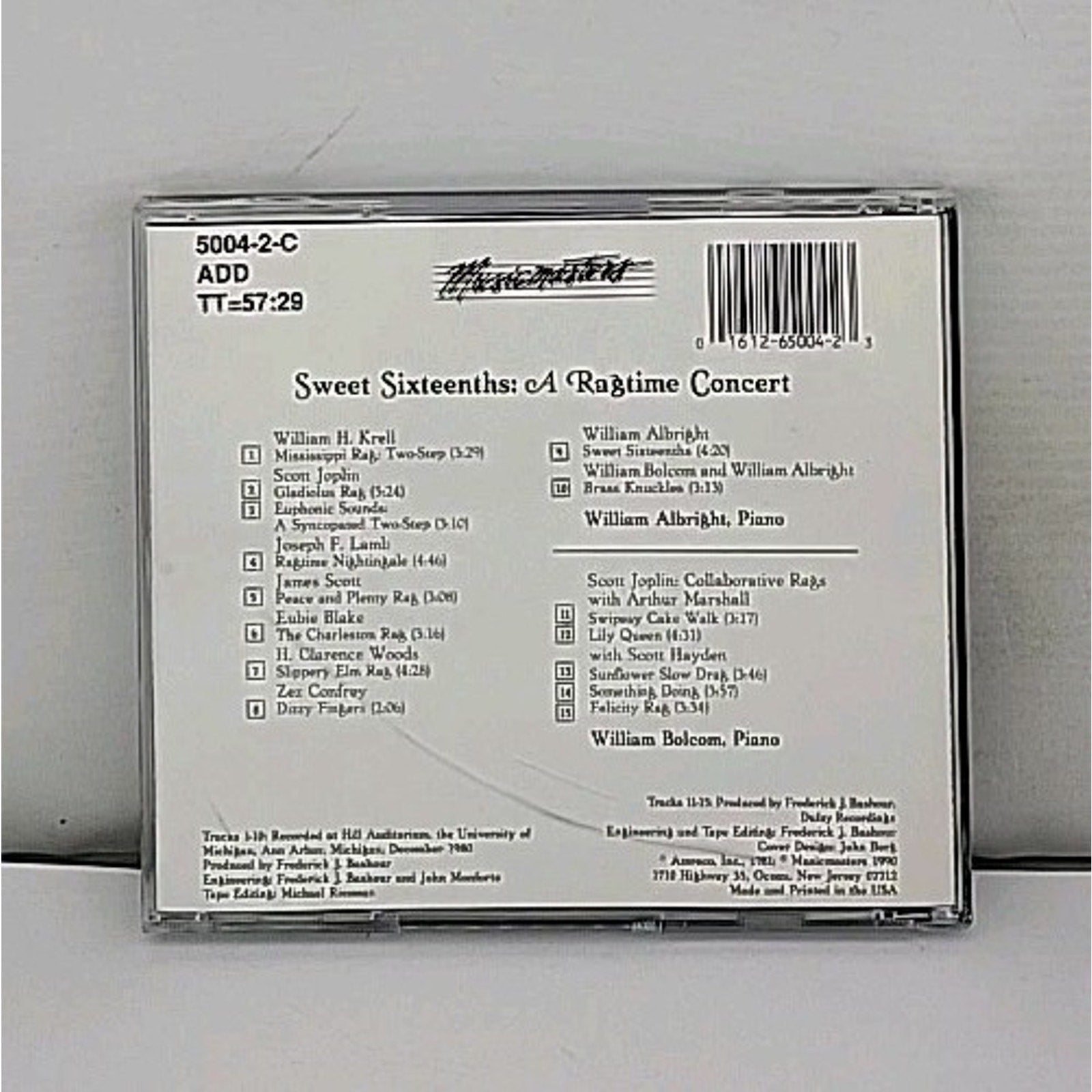 Sweet Sixteenths: A Ragtime Concert by William Albright (Composer) (CD,...