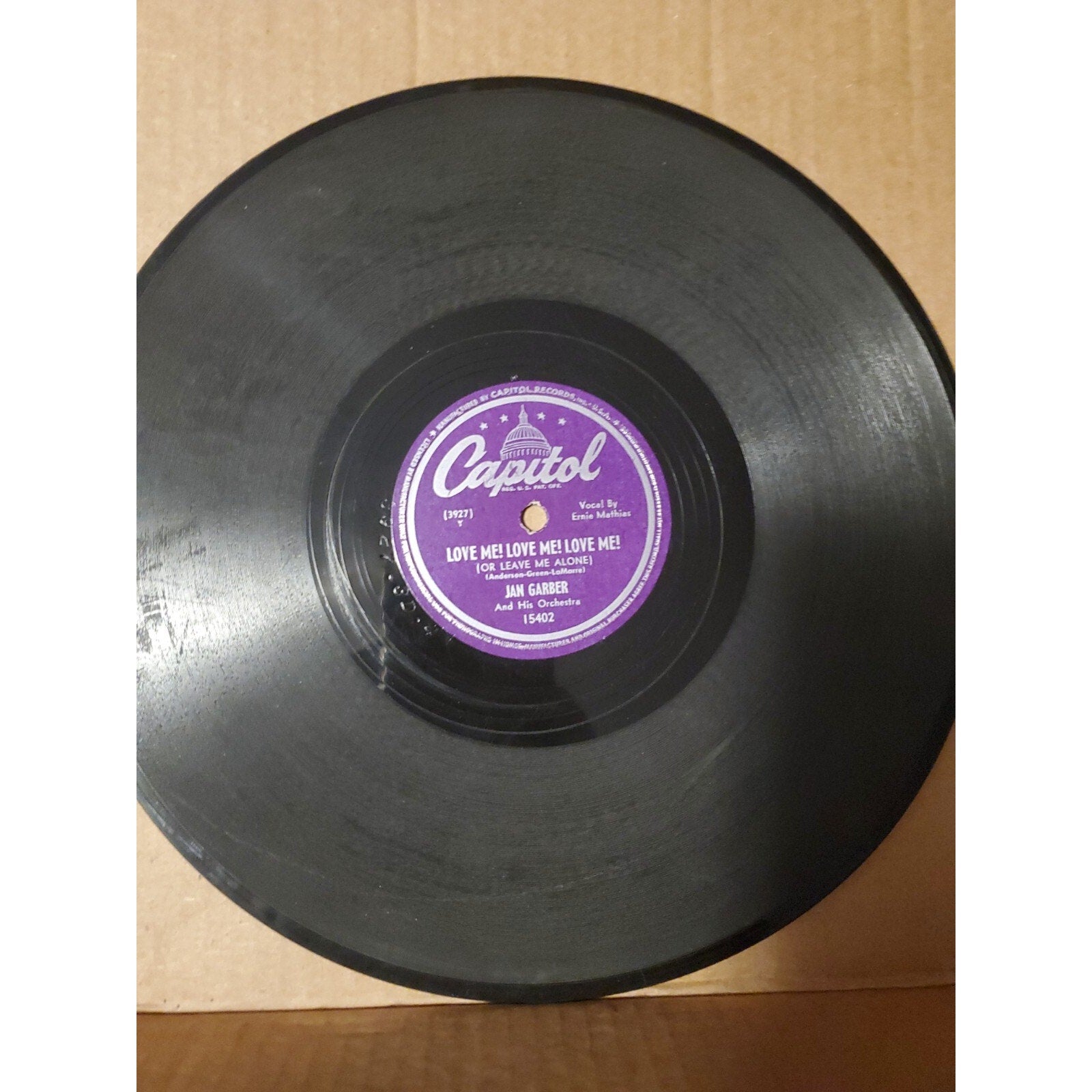 JAN GARBER "Love Me! Love Me!/I don't see me in your eyes" CAPITOL 78RPM Record
