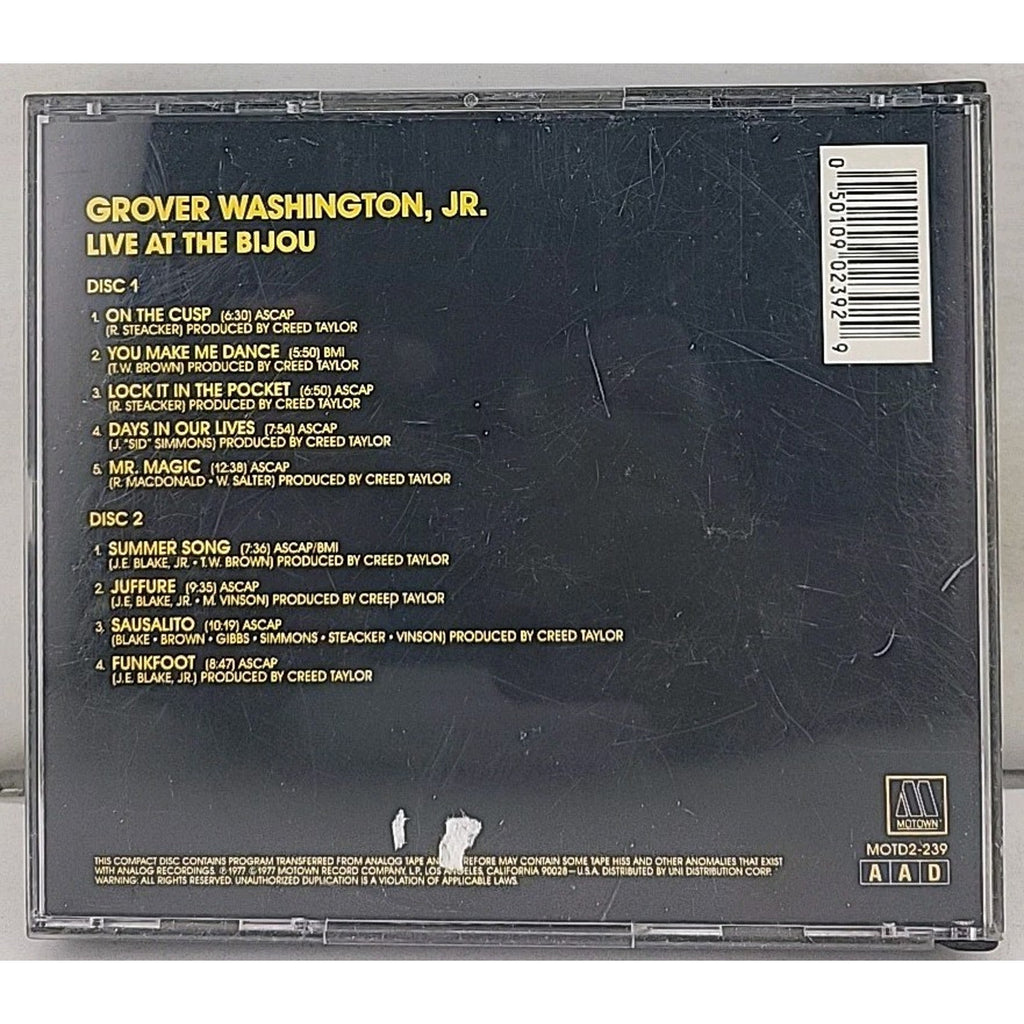 Live at the Bijou by Grover Washington, Jr. (CD, Oct-1999, Hip-O)