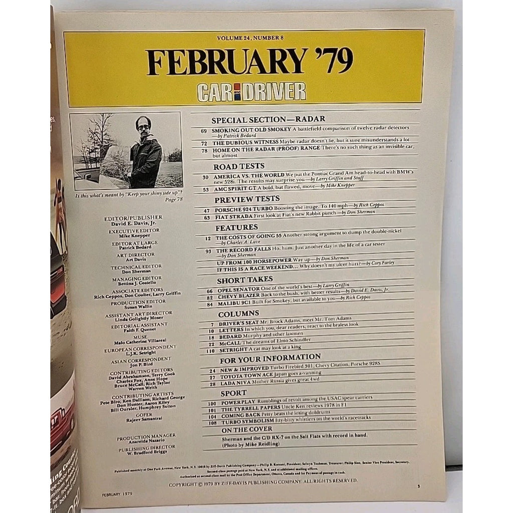 Car And Driver Magazine - February 1979 - Volume 24 Number 8