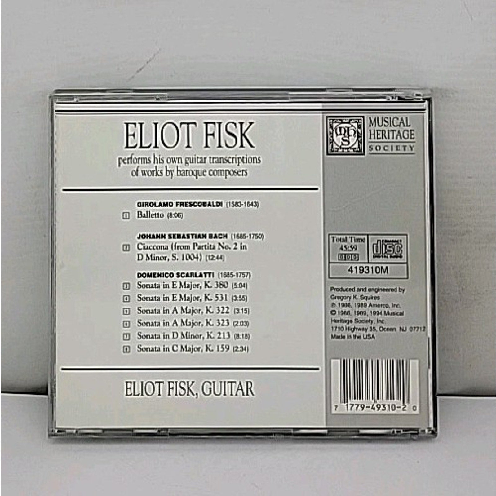Eliot Fisk Performs Baroque Guitar Transcriptions CD