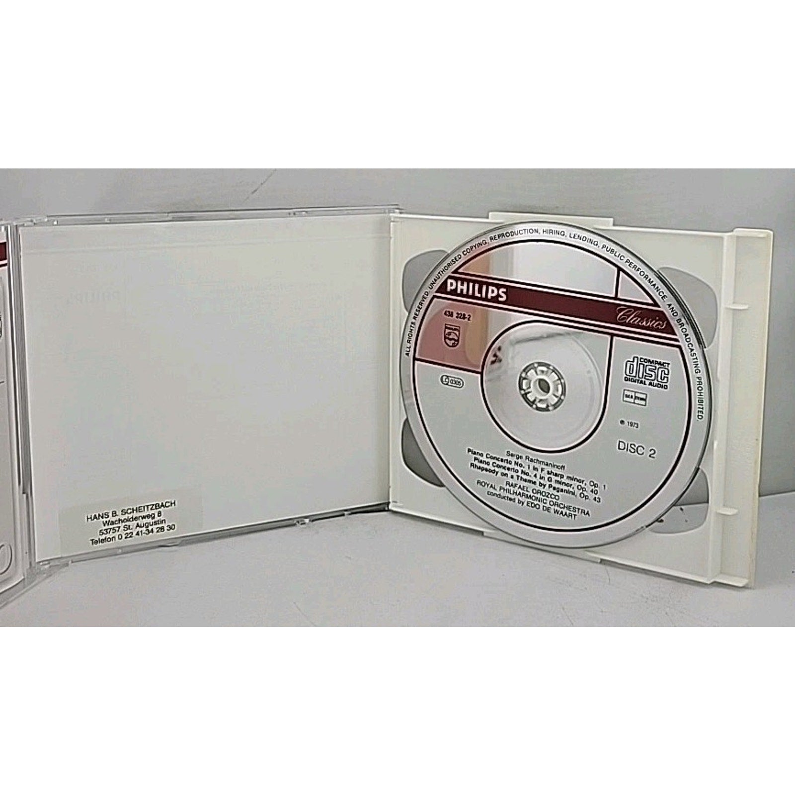 Rachmaninoff Die Werke Fur Klavier Und Orchester 2 CD Set