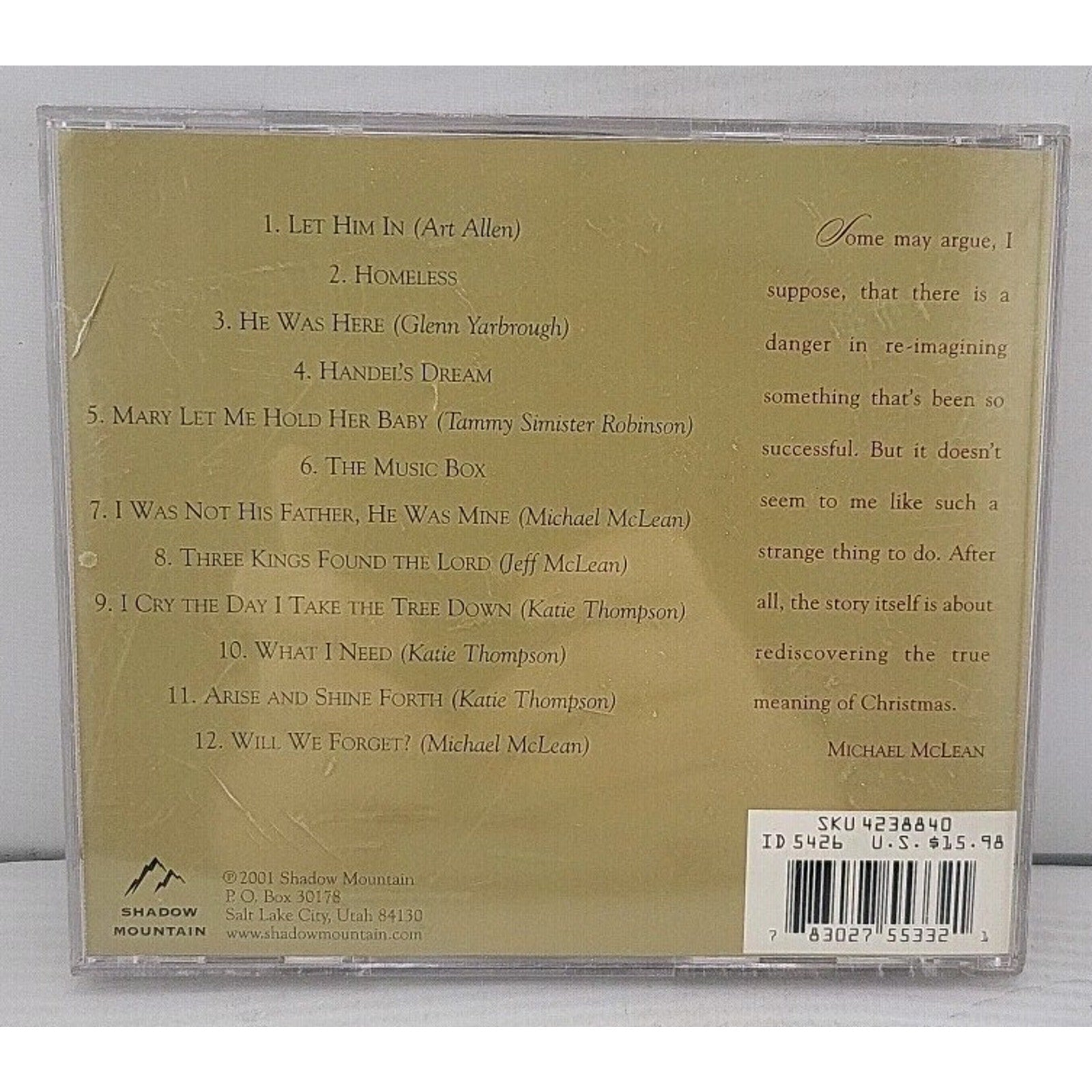 Forgotten Carols by Michael Mclean (CD, 2001)