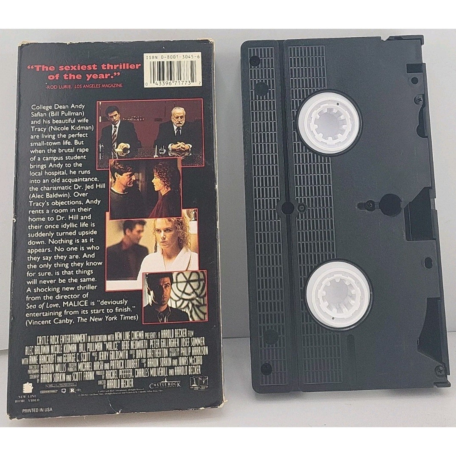 Malice VHS 1994 Alec Baldwin Nicole Kidman Bill Pullman Thriller Suspense