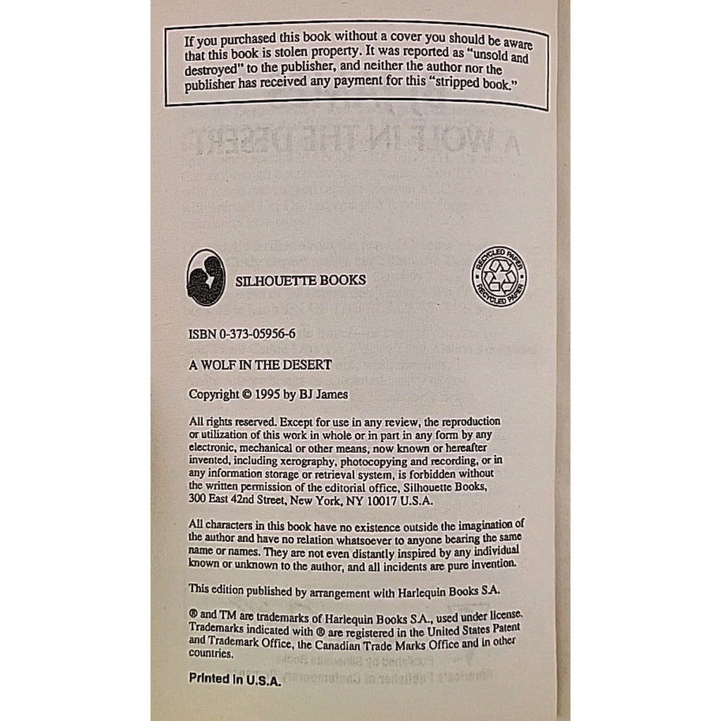 Wolf in the Desert by B. J. James (1995, Mass Market)