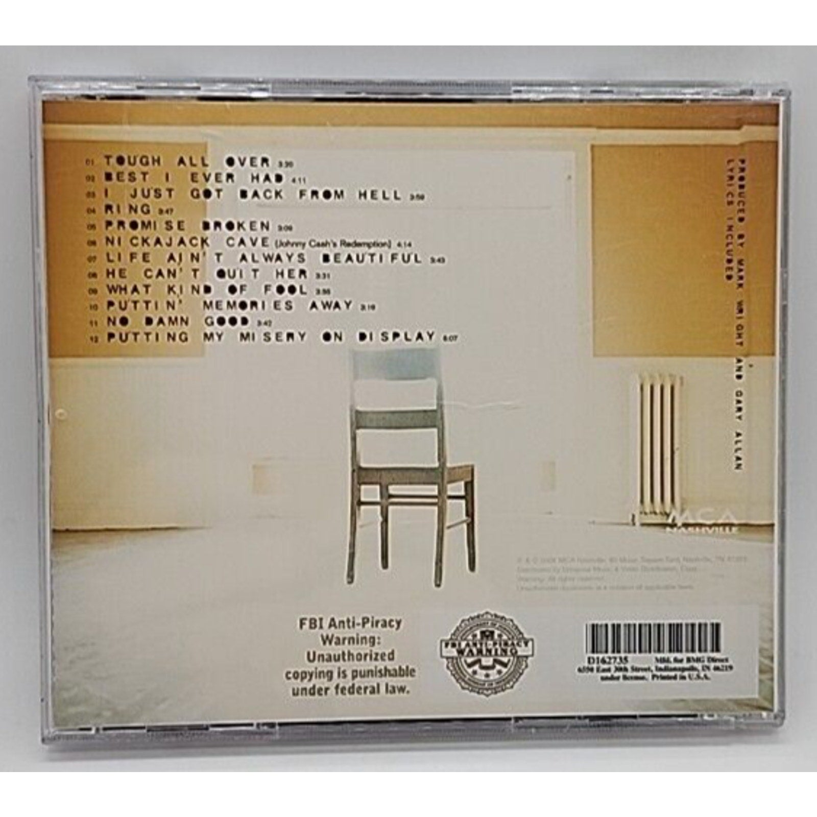 Tough All Over by Gary Allan (CD, Oct-2005, MCA Nashville)