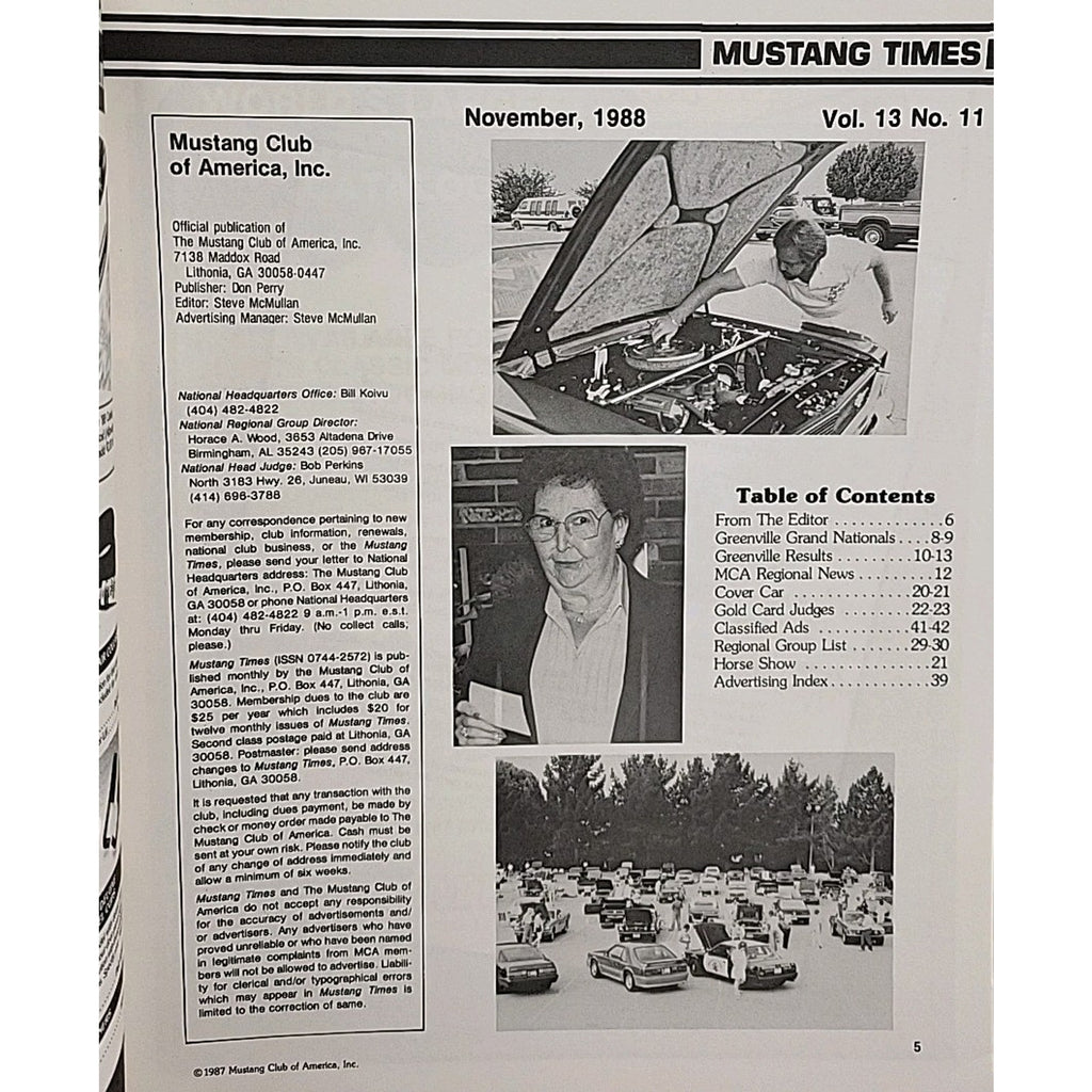 Mustang Times Magazine November 1988 Vol. 12 No. 11