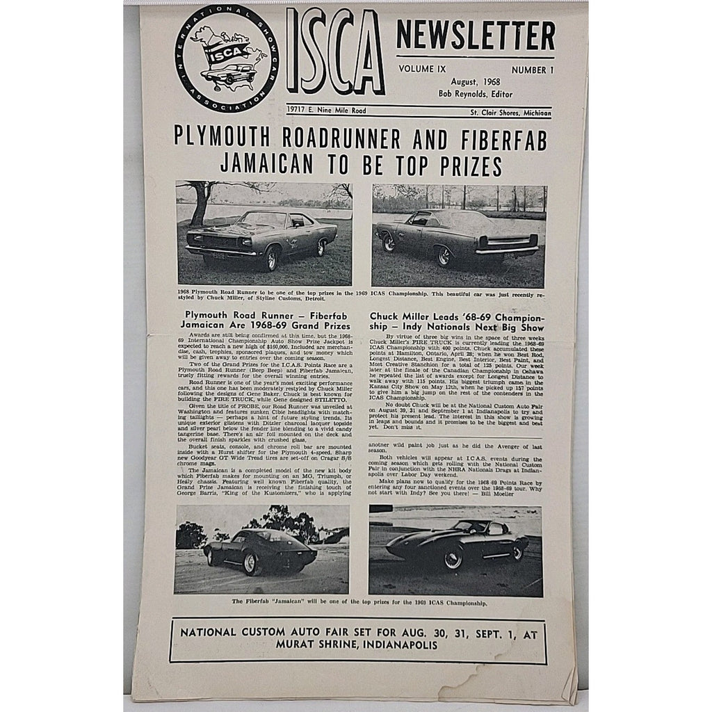 ISCA Newsletter August 1968 Volume IX Number 1