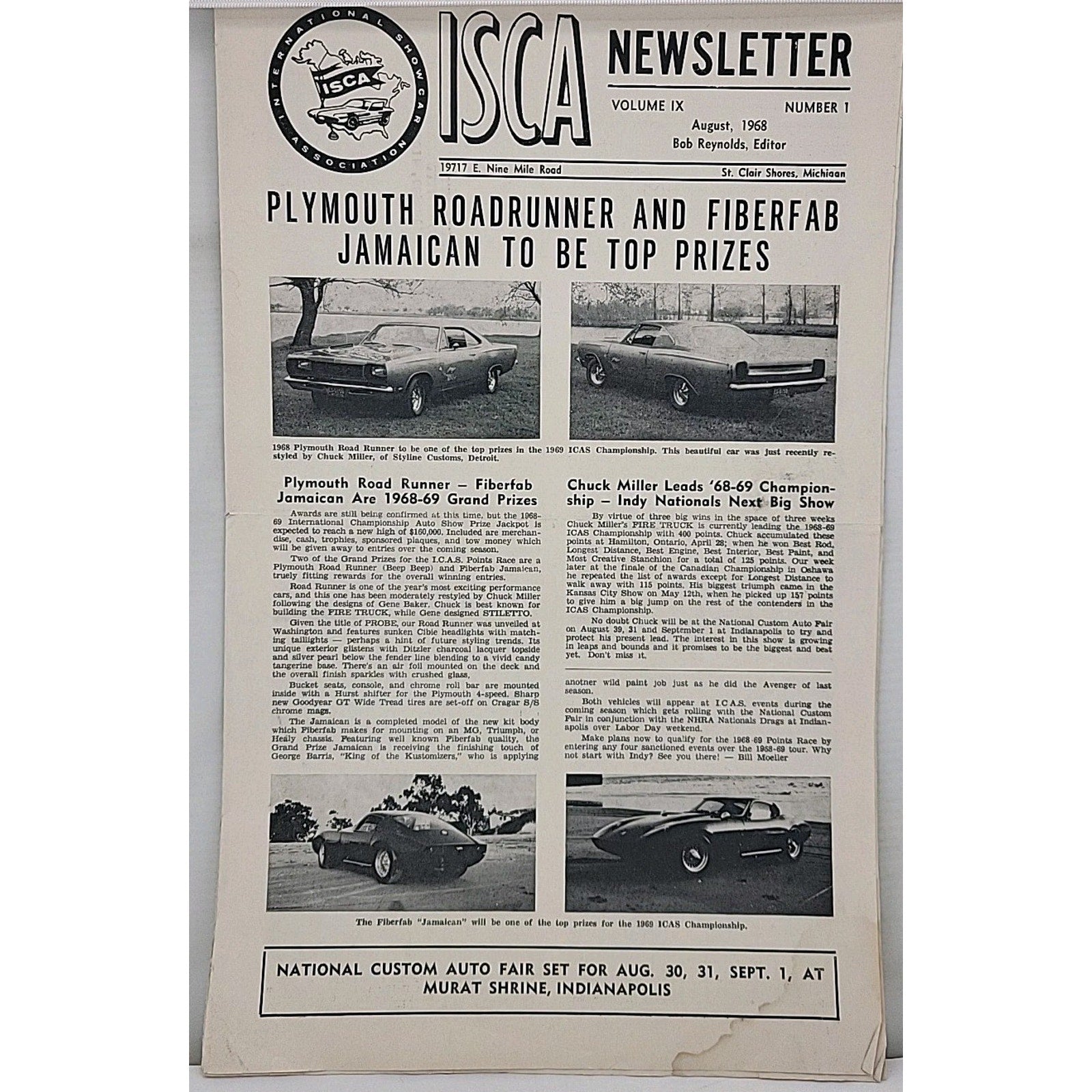 ISCA Newsletter August 1968 Volume IX Number 1