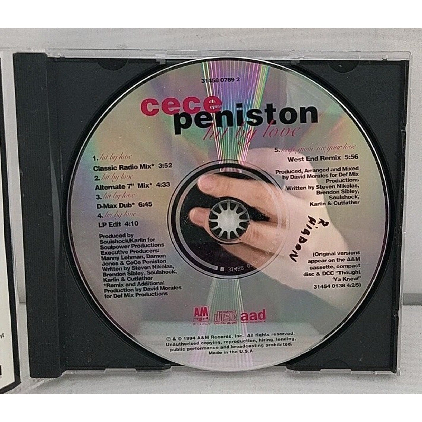 Hit by Love [CD Single] [Single] by Ce Ce Peniston (CD, Sep-1994, A&M (USA))