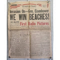 Detroit Times Newspaper - Invasion On - Gen. Eisenhower We Win Beaches - June 6