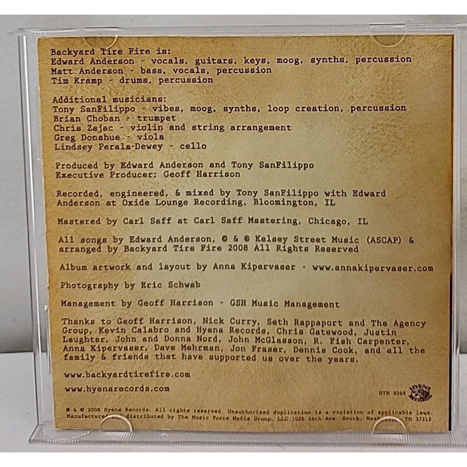 Places We Lived by Backyard Tire Fire (CD, 2008)