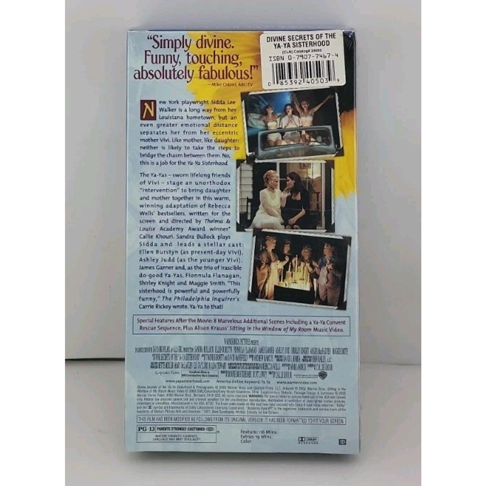 Divine Secrets Of The Ya Ya Sisterhood VHS Sandra Bullock 2002 PG 13 *Brand New*